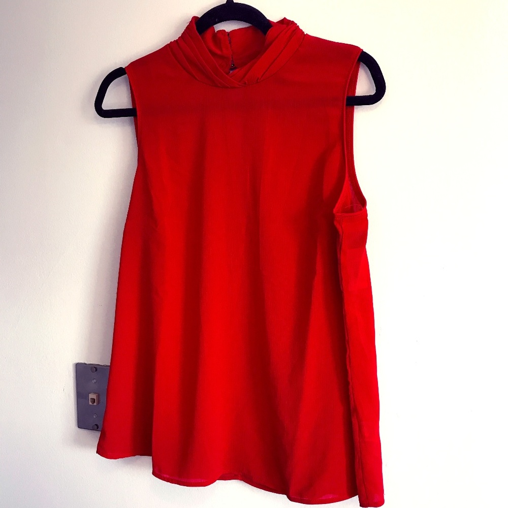 Bright Red Classy Tank Blouse